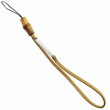 Authentic Gucci strap, bamboo logo plate, leather phone strap, light brown,