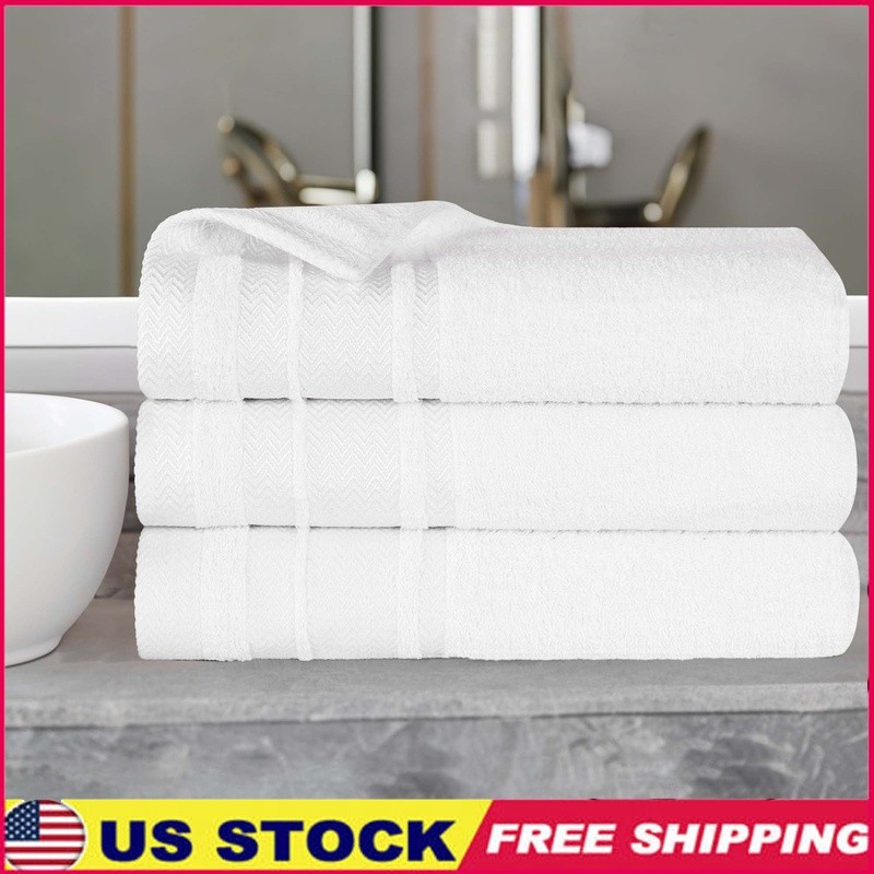 Plush Cotton Bath Towel Set Quick Dry Soft Absorbent Terry Loop 3 Pieces New