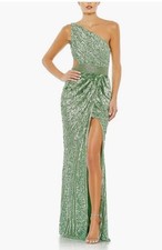 Mac Duggal Women’s Sage Green Sequined One Shoulder Dress Size 2