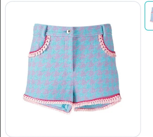 Pantaloncini Moschino Couture Estate 2022 Donna che Pranzo Piede di Poule Taglia 38