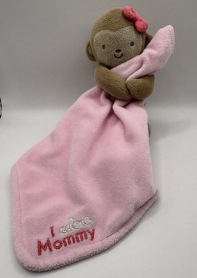 Carters Just One You I Adore Mommy Monkey Lovey Security Blanket Pink Bow