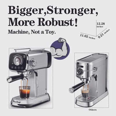 20 Bar Professional Espresso Machine with Milk Frother, ESE Pod, Pressure & Temp