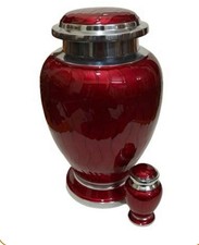 Red Urn For Ashes For Adult, Burial Urns 230 ci