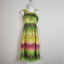 Faded Glory Vintage Dres XS Green Floral Fairy Y2K 90s Ethereal Whimsical