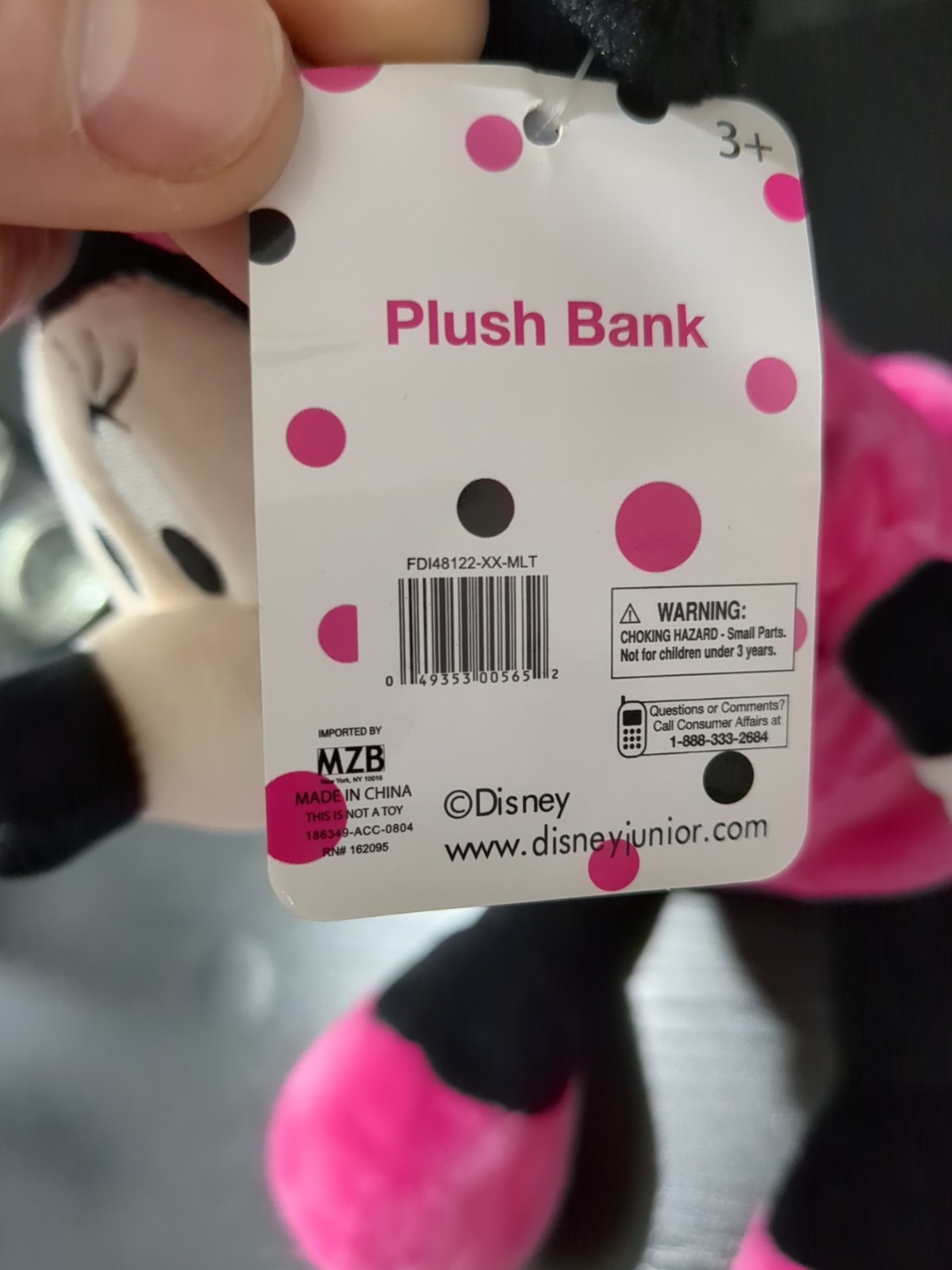 Disney Junior 10” MINNIE MOUSE Stuffed Plush Pink Coin Piggy Bank Doll MZB