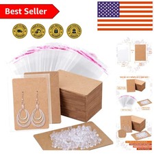 100 Pcs Eco-Friendly Earring Display Cards with 200 Backs  100 Bags - 3.5x2.4"