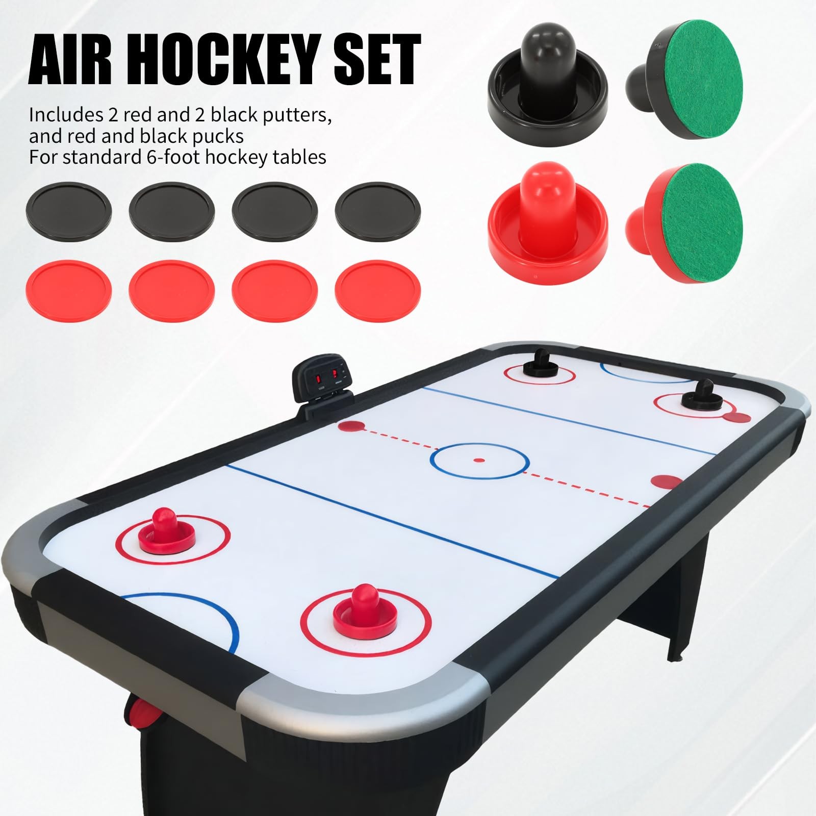 Air Hockey Pucks and Paddles Great Goal Handles Pushers Accessories for Game ...