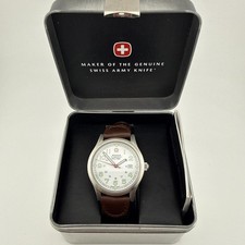 Wenger Swiss Military Watch Men White Dial Steel Date Round 7299X/T New Battery