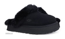 UGG Disquette Black Suede Fur Platform Slippers Womens Size 8 -NIB-