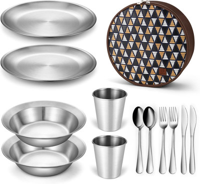 Stainless Steel Camping Mess Kit for Family & Person, Cooking Tableware Utensils