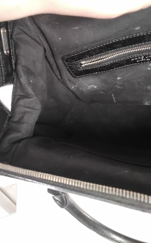 Marc Jacobs Black Leather Top Handle Bag Made in Italy Pouches Flaw - Picture 23 of 24