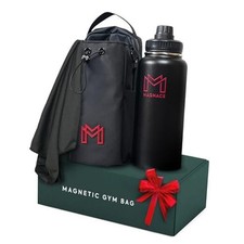 Magnetic Gym Bag Bundle, 3-in-1 Set with Water Bottle Holder, Magnetic Black