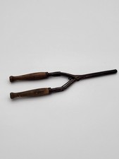 Antique Hair Curling Iron- Stove Top Heating Tool With Vintage Wooden Handle