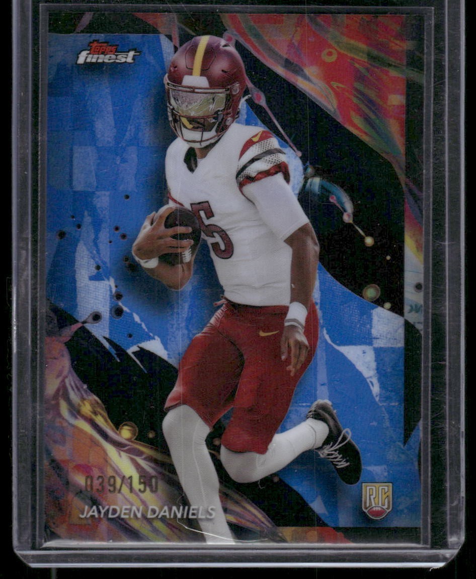 2024 Topps Finest Uncommon Blue Refractor /150 Jayden Daniels #167 Rookie RC 0w1