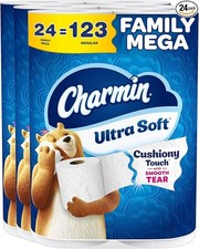 Charmin Ultra Soft Cushiony Touch Toilet Paper - 24 Rolls, 123 regular