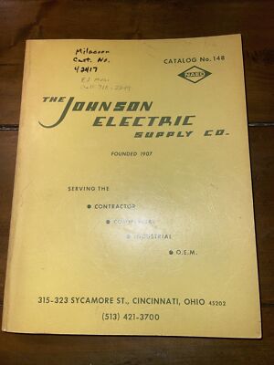 1973 JOHNSON Electric Company Catalog Wholesale Electrical Supplies Cincinnati