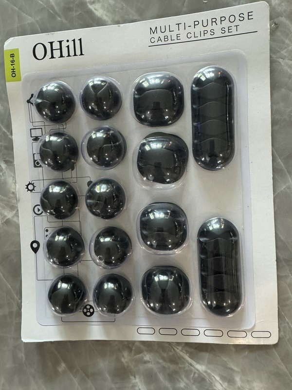 OHill O Hill Multi-Purpose Cable Clips Set Black OH-16-B adhesive cord holders