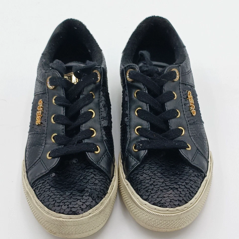 Guess Mujer US 7 M Negro Parte Superior Baja Lentejuelas Moda Tenis Zapatos Foto 2 de 4