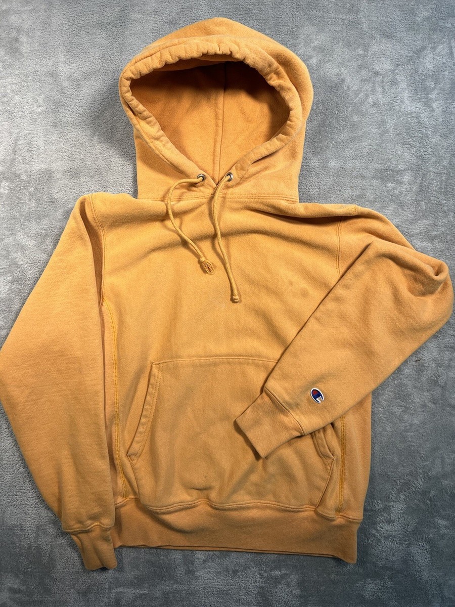 Vintage Champion Mens Size Small Reverse Weave Sweatshirt Hoodie Fleece  Orange