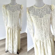 Vintage Cachet By Bari Protas Dress Victorian Edwardian Lace Wedding 9/10