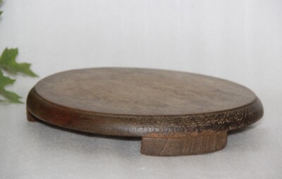 Antique Wooden Chapati Bread Rolling Plate Original Old Hand Carved