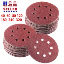 72Pcs 5 Inch 8 Hole Dustless Hook and Loop Sanding Disc Sander Round Sandpaper