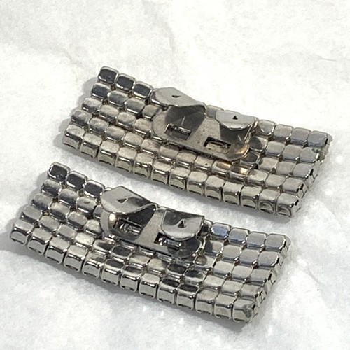 Vintage Large Rhinestone Shoe Clips 5 Row Bar Prong Set Silver Tone Estate - Picture 6 of 10