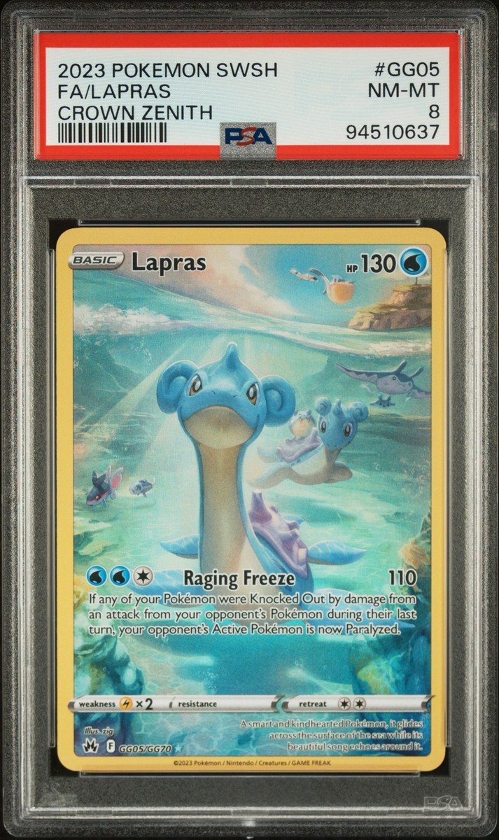 PSA 8 Lapras Full Art GG05 2023 Pokemon Crown Zenith PSA 8 Lapras Full Art GG05 2023 Pokemon Crown Zenith