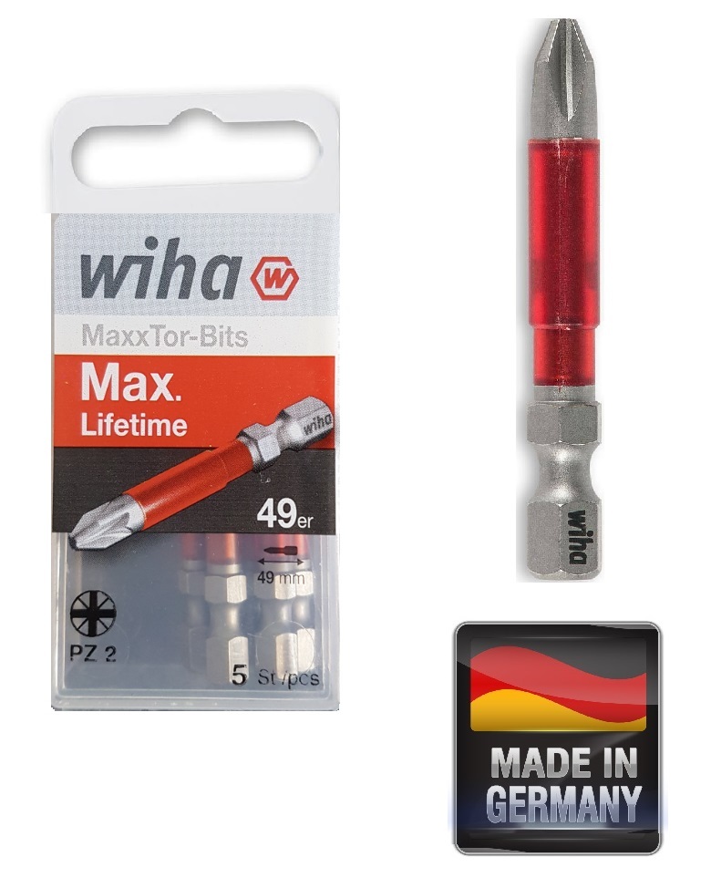 Wiha Bit MaxxTor 29er® Mit Torsionszone – Für Impact-Schrauber, Sechskant 1/4“, 6,0 Mm, Rot
