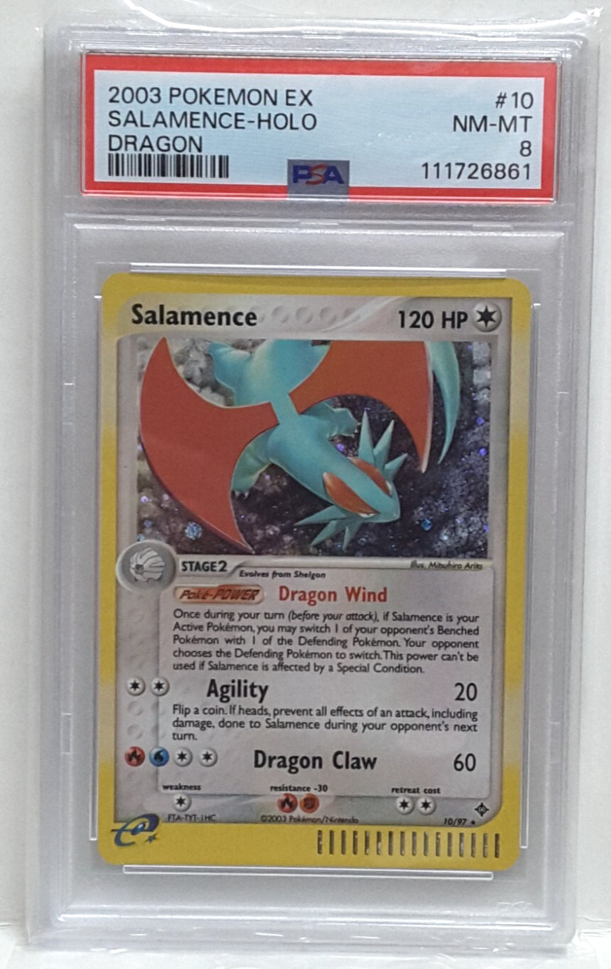 English Pokemon PSA 8 Salamence 10/97 EX Dragon Holo Rare