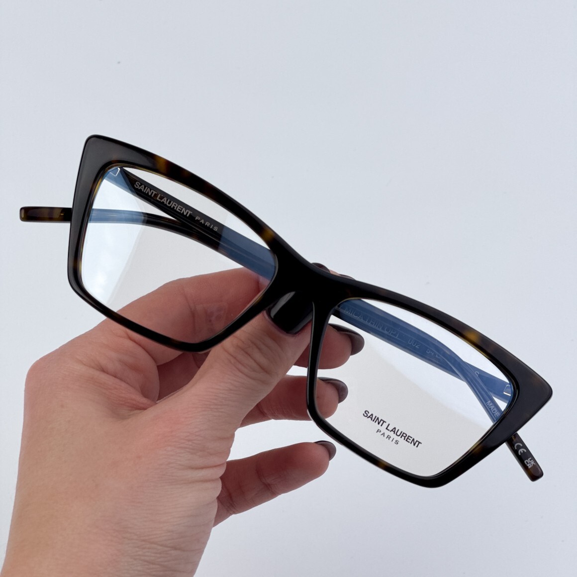 Saint Laurent Men Eyeglasses Havana Cat Eye SL737 MICA THIN  display picture 3