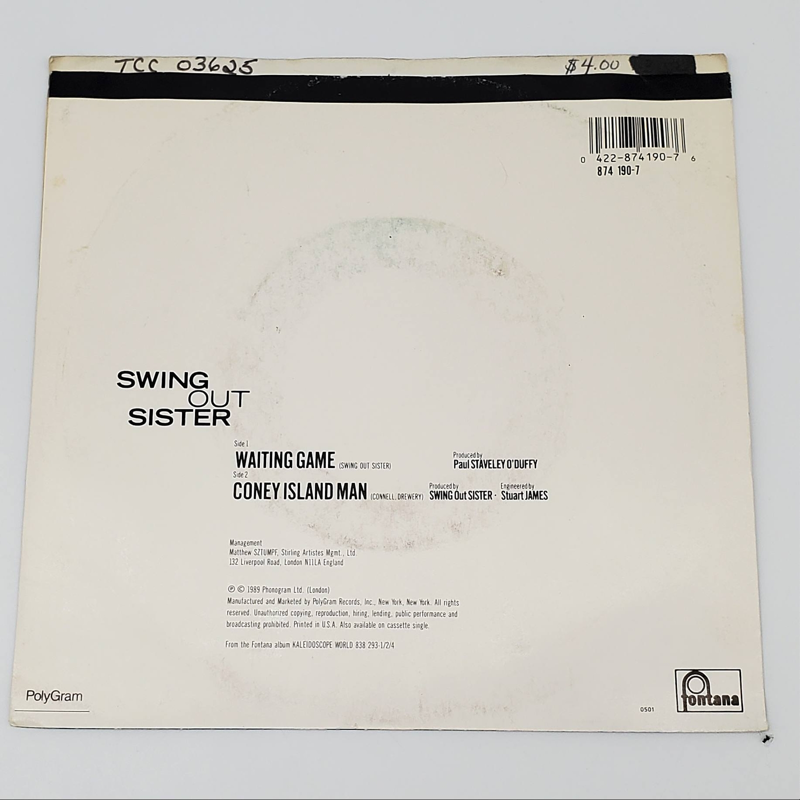 Swing Out Sister Waiting Game Single Record Fontana 1989 874 190-1 | eBay