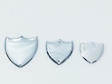 Trophy Side Shield Metal polished Silver look 2 pin hole 3 Size choice