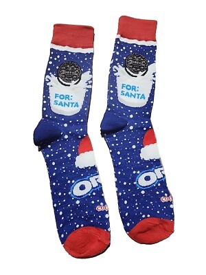 New Mens Size 6-12 Crazy Socks Oreo Milk Cookie Crew One Pair Christmas Holiday 