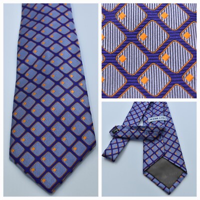 Robert Talbott Silk Necktie Webb Ltd Blue/Purple/Orange Geometric Tie Dress Suit