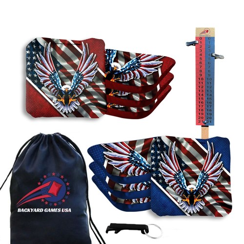Juego de 8 bolsas Cornhole profesionales reglamentarias - bolsas de frijoles Slick n Stick con torre de puntuación - Imagen 11 de 24
