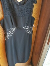 Vera Wang Black Midi Lace Dress Womens Size 12