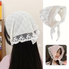 Women Headscarf Lace Triangle Bandanas Turban Thin Sunscreen Headscarf