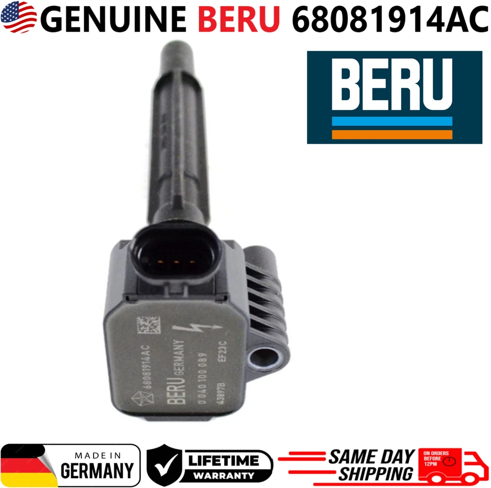 Bobinas de ignição BERU genuínas para 2014-2020 Fiat e Jeep Renegade 1.4L, 68081914AC - Imagem 4 de 4