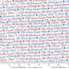 MODA FABRICS#56025 11 ALL AMERICAN" WORDS OF FREEDOM ON A WHITE BACK GROUND BTY