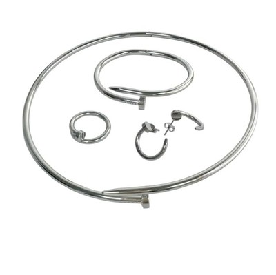 Elegant Silver Plated Stainless Neil Necklace &Earring Ring  display picture 2