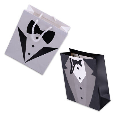 2pcs Wedding Tuxedo Paper Bag Gift Present Bag for Man Bridegroom Black & White