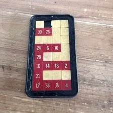 Vintage 31-Puzzle Game Slide Tile Pocket Logic 31 Tiles Gold Lettering Plastic