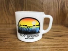 Souvenir Hot Springs Arkansas Cup Mug Milk Glass VTG Anchor Hocking Vintage
