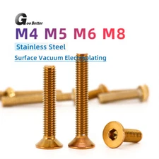 M4 M5 M6 M8 Ti Plating Gold Flat/Countersunk Head Socket Cap Screw Allen Bolts