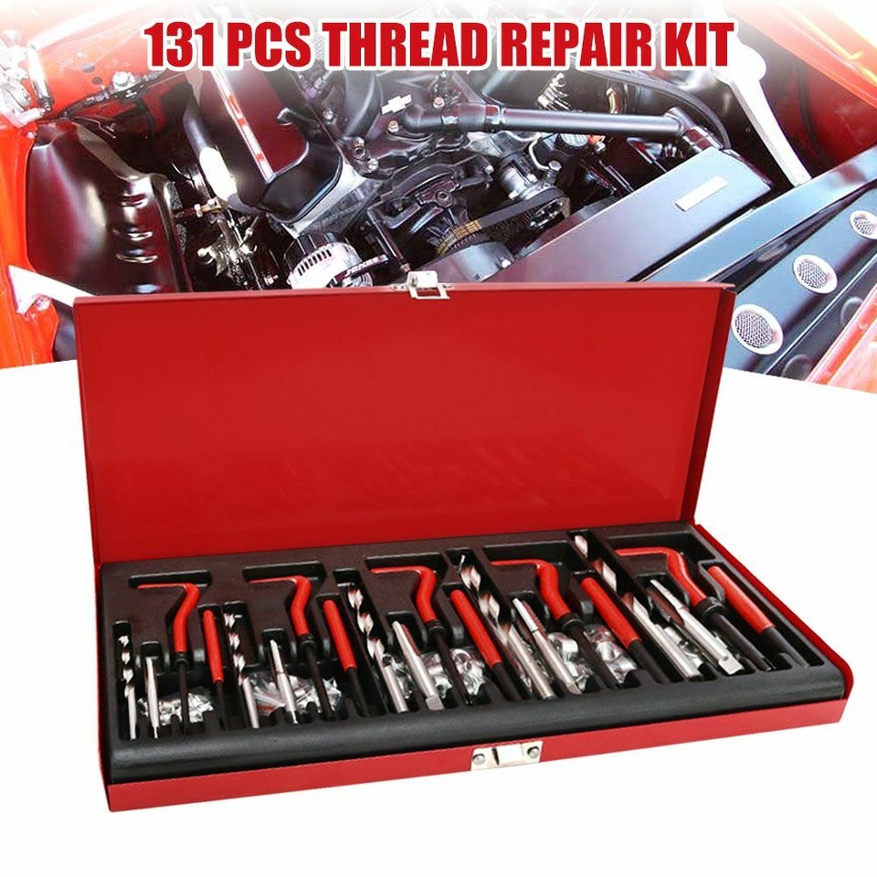 131Pc Thread Repair Kit HSS Drill Helicoil Metric Set Heli Coil Tap ...