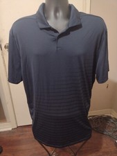 Nike Polo Shirt Adult XL Navy Blue Striped Golf Performance Rugby Dri Fit Mens