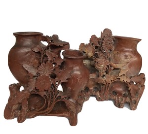 Two Vintage Rust Color Soapstone Carvings