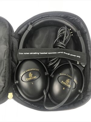 Emirates In-Flight Noise Cancelling Airline Airplane Headphones With Case 3 Pin