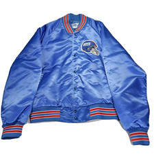 Vintage New York Giants Chalk Line Satin Bomber Jacket Size XL - Made in USA